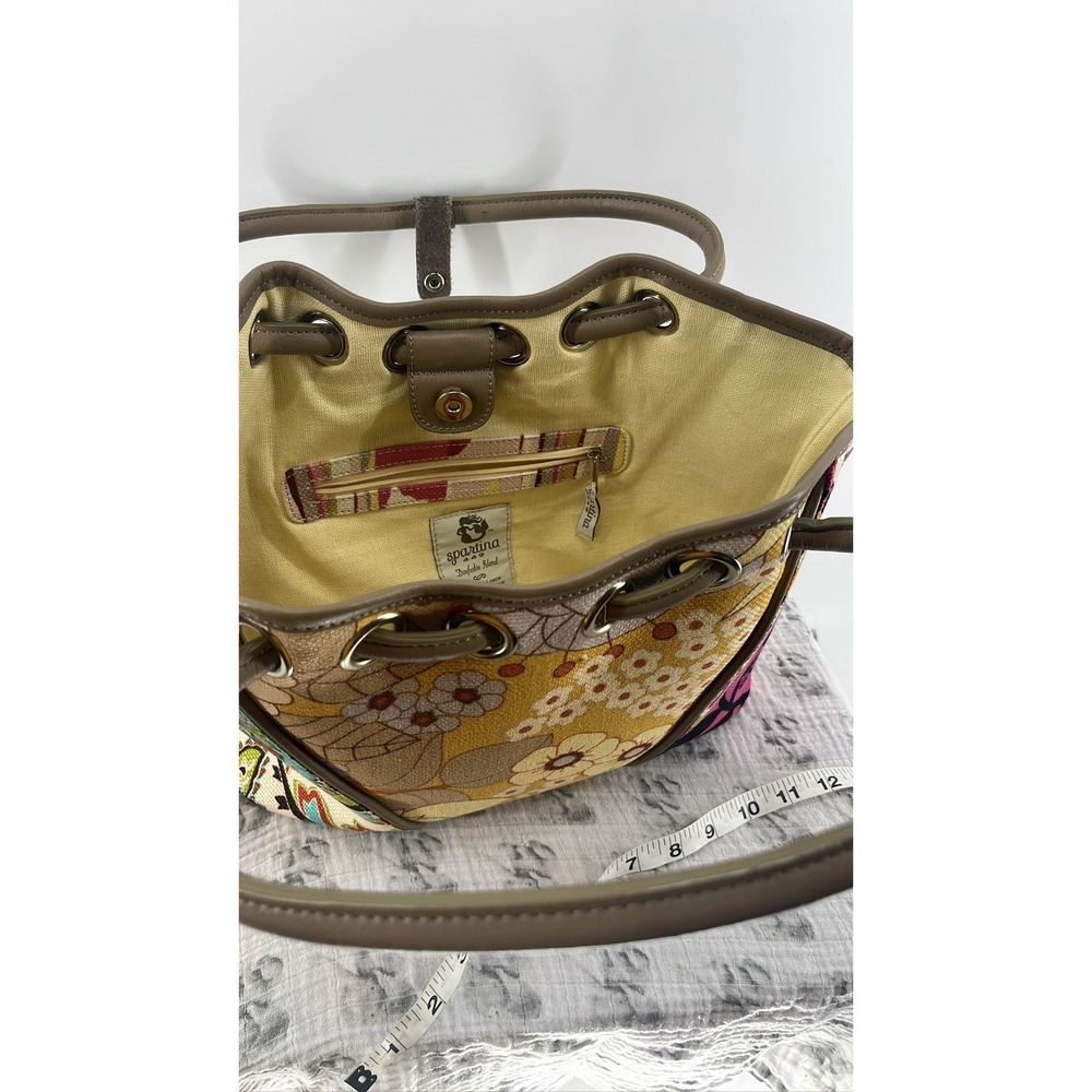 Spartina 449‎ Daufuskie Floral Linen Leather Drawstring Bag